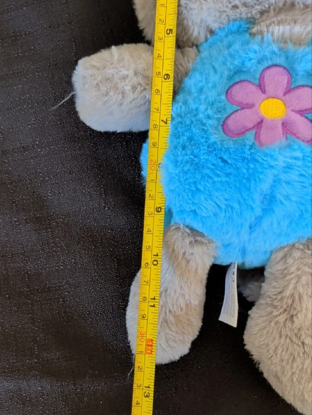 Plush Gray and Blue Small Pet Toy with Flower Accent - Soft Cuddly Playmate